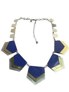 Vintage Y2K Express Metal Bib Necklace 16 - 19 inches Long Needs Cleaned